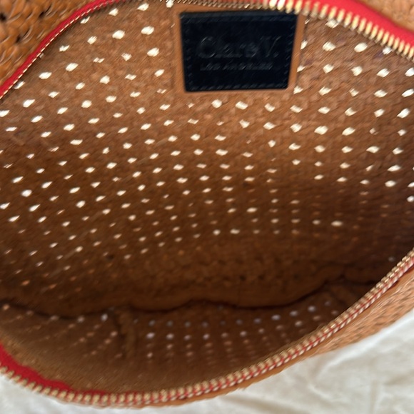 Clare V. Grande Fanny Tan Rattan Leather with Red Zipper - Picture 11 of 12